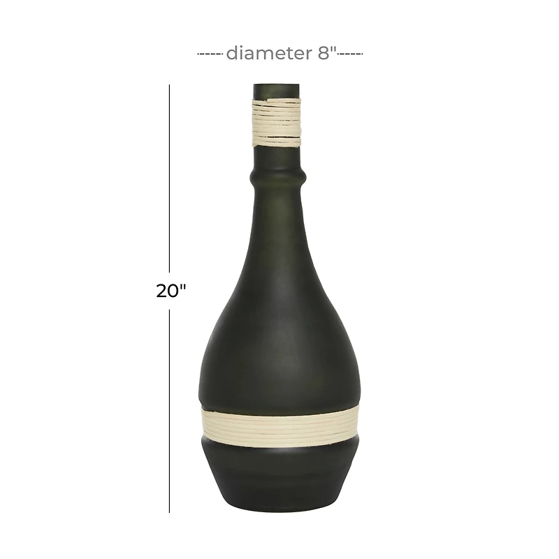 The Novogratz 20" Black Glass Contemporary Vase