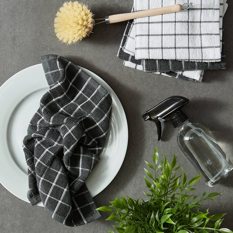 DII® Mineral Gray Combo Windowpane Dishcloths, 6ct.