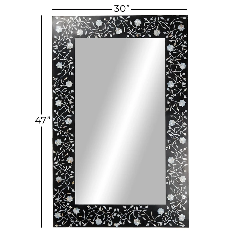 Black Wood Wall Mirror, 47" x 30"