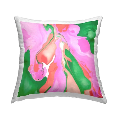 Stupell Industries Contemporary Bold Pink Green Fluid Shapes Throw Pillow, 18" x 18"
