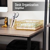 Mind Reader Document Organizer, Desktop Organizer, File Storage, Modern, Office, Metal, Gold