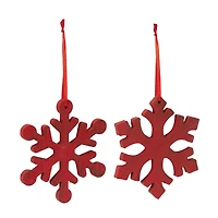 7.75" Red Fir Wood Snowflake Ornament Set