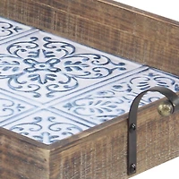 Natural Brown Wood Farmhouse Tray Set