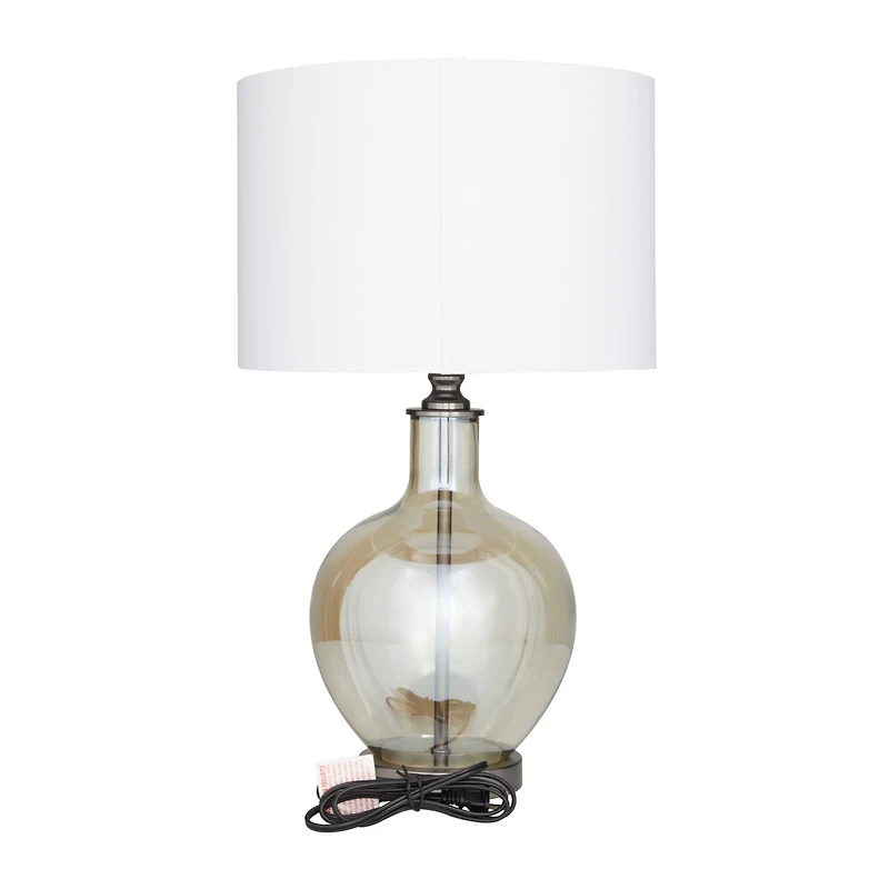 White Polyester Traditional Table Lamp, 27" x 17" x 17"