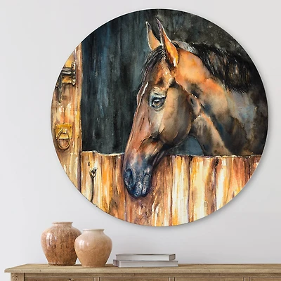 Designart - The Head of A Horse In Stable
