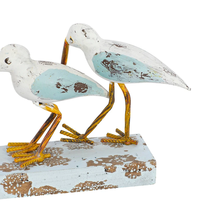 White Metal Coastal Sculpture, Birds 10" x 20" x 4"