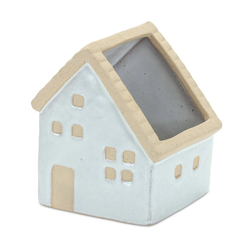 Neutral Porcelain House Planters Set