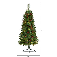 5ft. Pre-Lit Flat Back Montreal Mountain Pine Artificial Christmas Tree, White LED Lights