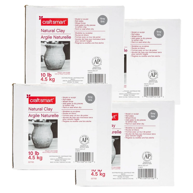 4 Pack: 10lb. (40lb. total) Natural Clay by Craft Smart