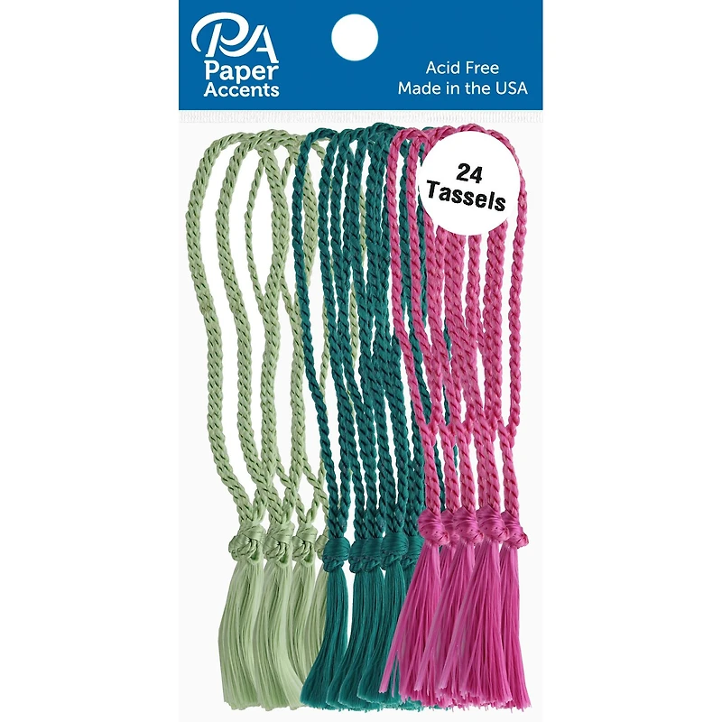 PA Paper™ Accents Lime, Teal, & Fuchsia Tassels, 24ct.