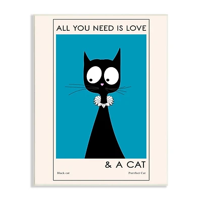 Stupell Industries Love and A Cat Phrase Funny Fashion Feline Wall Plaque
