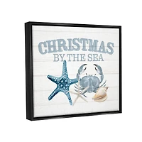 Stupell Industries Christmas By The Sea Nautical Framed Floater Canvas Wall Art