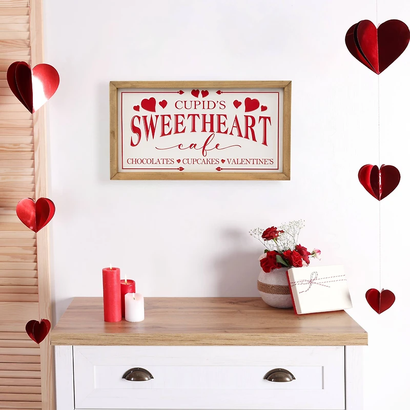 15.75" Cupid's Sweetheart Cafe Valentine's Day Framed Wall Sign
