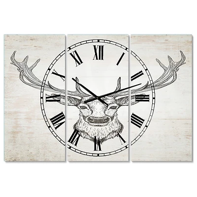Designart 'Deer Wild And Beautiful Ii Traditional Multipanel Wall Clock
