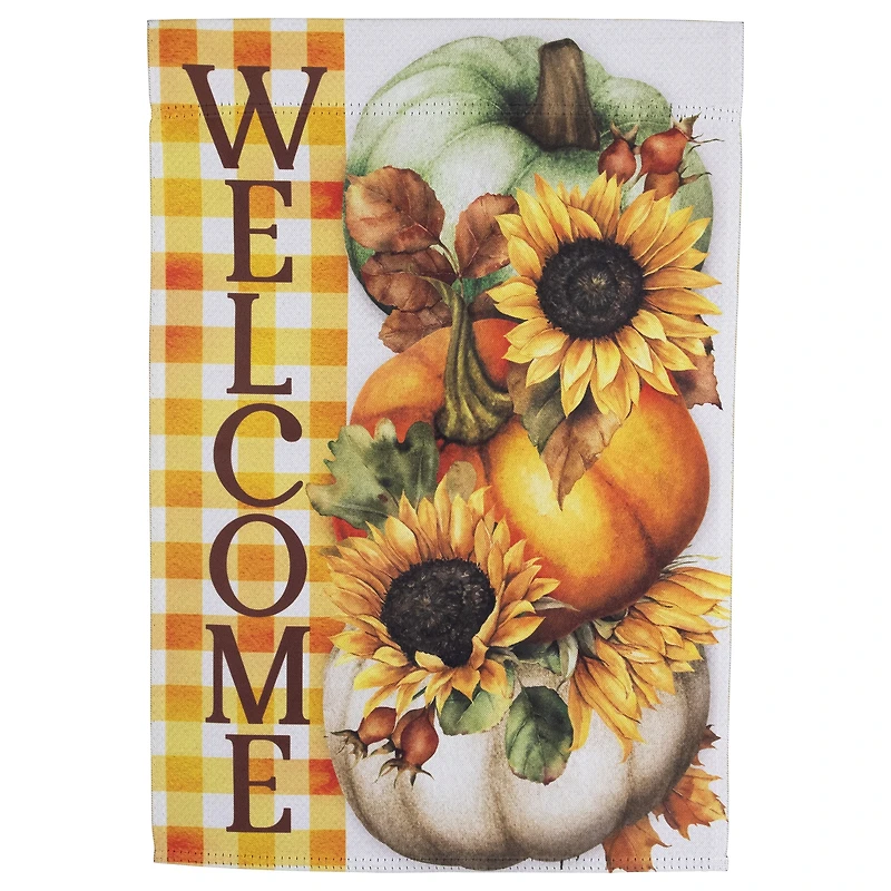 18" x 12.5" Pumpkins & Sunflowers Welcome Fall Harvest Outdoor Garden Flag