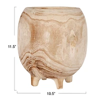 Hello Honey® 11.5" Tall Paulownia Wood Footed Planter