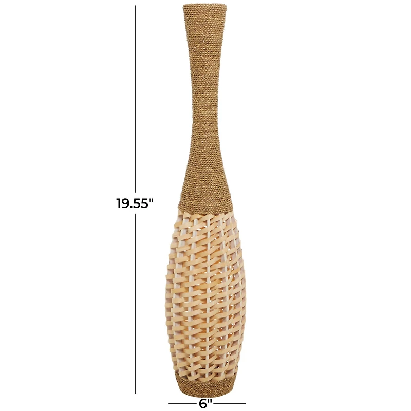 Brown Seagrass Handmade Thin Woven Floor Vase