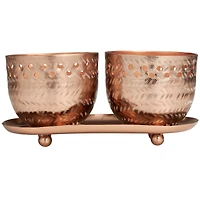 7oz. Tropical Breeze Scented Candles in Cut Out Copper Bowls and Tray