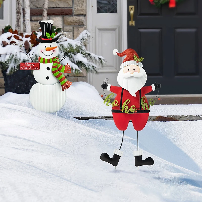 Glitzhome® 36" Metal Santa HOHOHO Yard Stake