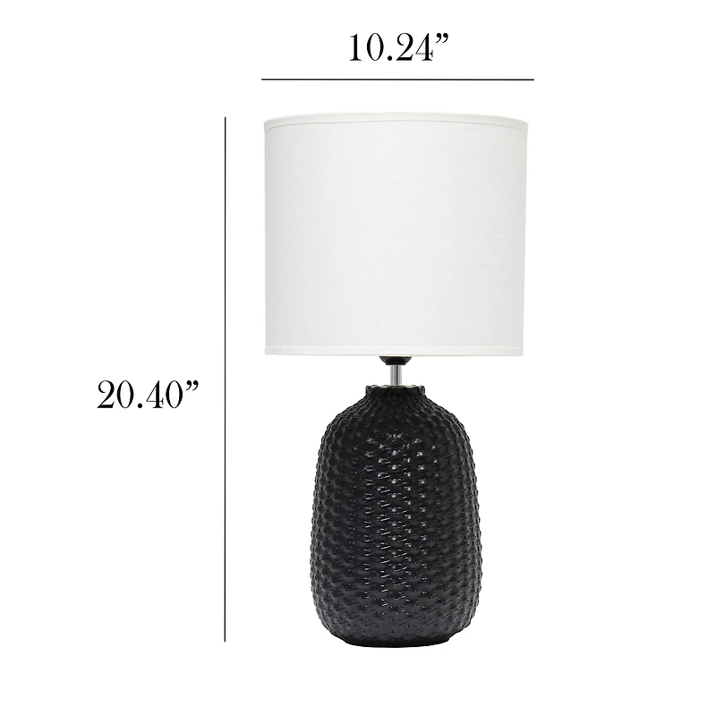 Simple Designs 20" Ceramic Purled Texture Table Lamp