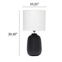 Simple Designs 20" Ceramic Purled Texture Table Lamp