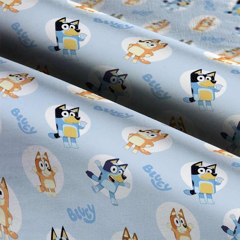 Bluey Circles Cotton Fabric