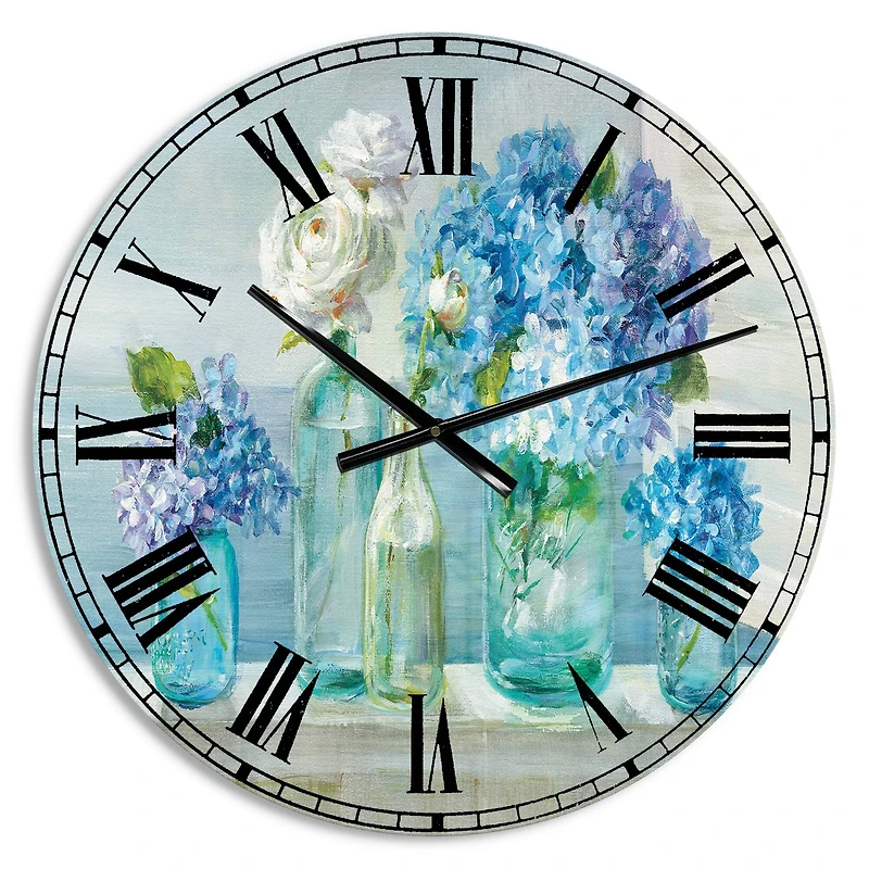 Designart 'Coastl Flowers Bouquets Coastal Wall Clock