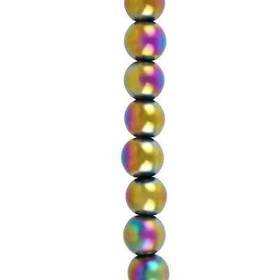 Rainbow Reconstituted Hematite Round Beads by Bead Landing