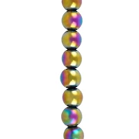 Rainbow Reconstituted Hematite Round Beads by Bead Landing