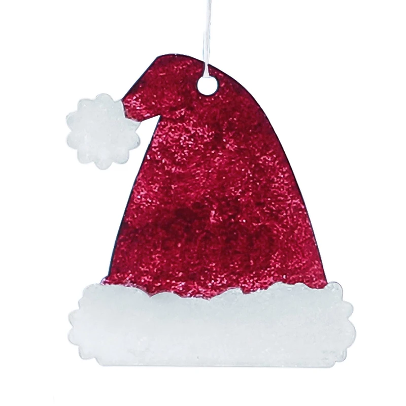Essentials by Leisure Arts 3" Santa Hat Clear Acrylic Ornaments, 10ct.