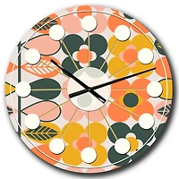 Designart 'Botanical Retro Design I Mid-Century Modern Wall Clock