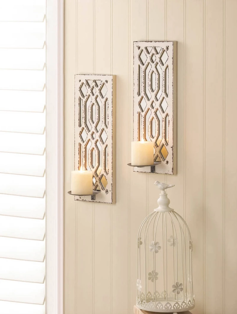 17'' Deco Mirror Candle Wall Sconce, 2ct.