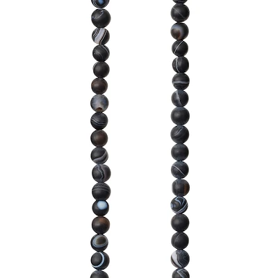 12 Pack: Black Matte Striped Agate Round Beads, 4mm by Bead Landing™