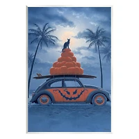 Stupell Industries Spooky Tropical Beach Pumpkin Car Wall Plaque Art