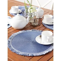 DII® 15" Round Nautical Blue Fringed Placemat Set, 6ct.