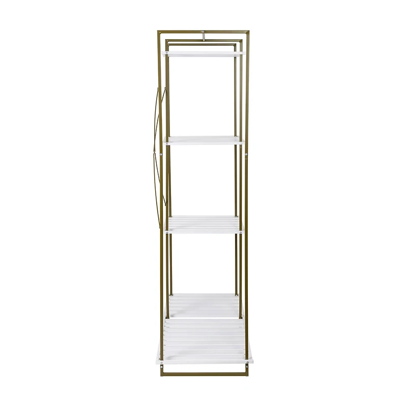 Honey Can Do Olive & White Freestanding Open Metal Closet Wardrobe
