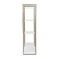 Honey Can Do Olive & White Freestanding Open Metal Closet Wardrobe