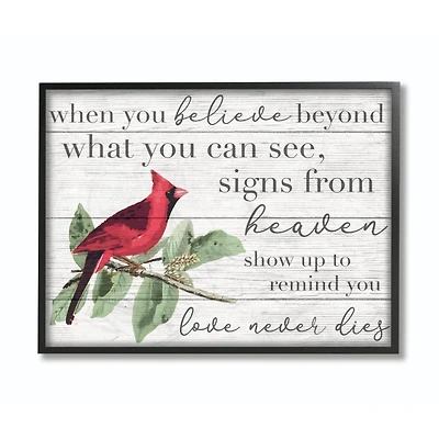 Stupell Industries Love Never Dies Cardinal Wall Art in Frame