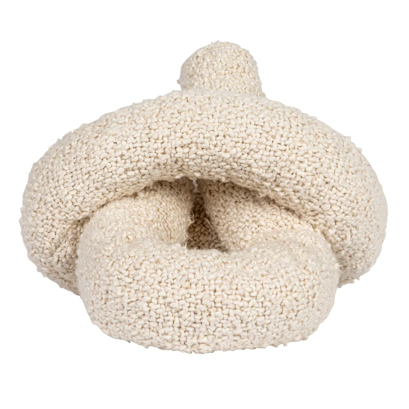 Hello Honey® Cream Woven Cotton Bouclé Knot Design Pillow