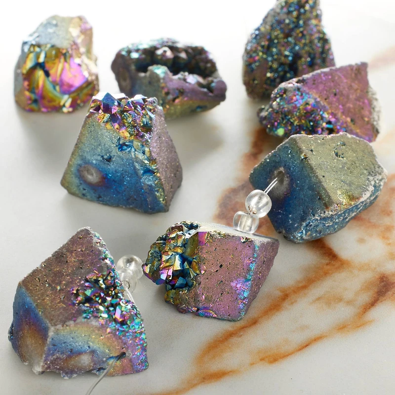 12 Pack: Sedona Dark Blue Druzy Agate Chunk Beads by Bead Landing™