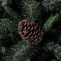 2 Pack 4ft. Pre-Lit Flocked Pinecone & Berry Fir Artificial Christmas Tree in Planter, Warm White Lights