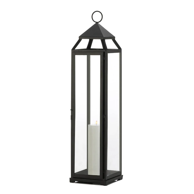 30" Black Iron & Glass Lantern