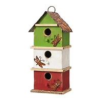 Glitzhome® 13.75" 3-Tier Distressed Wood Birdhouse