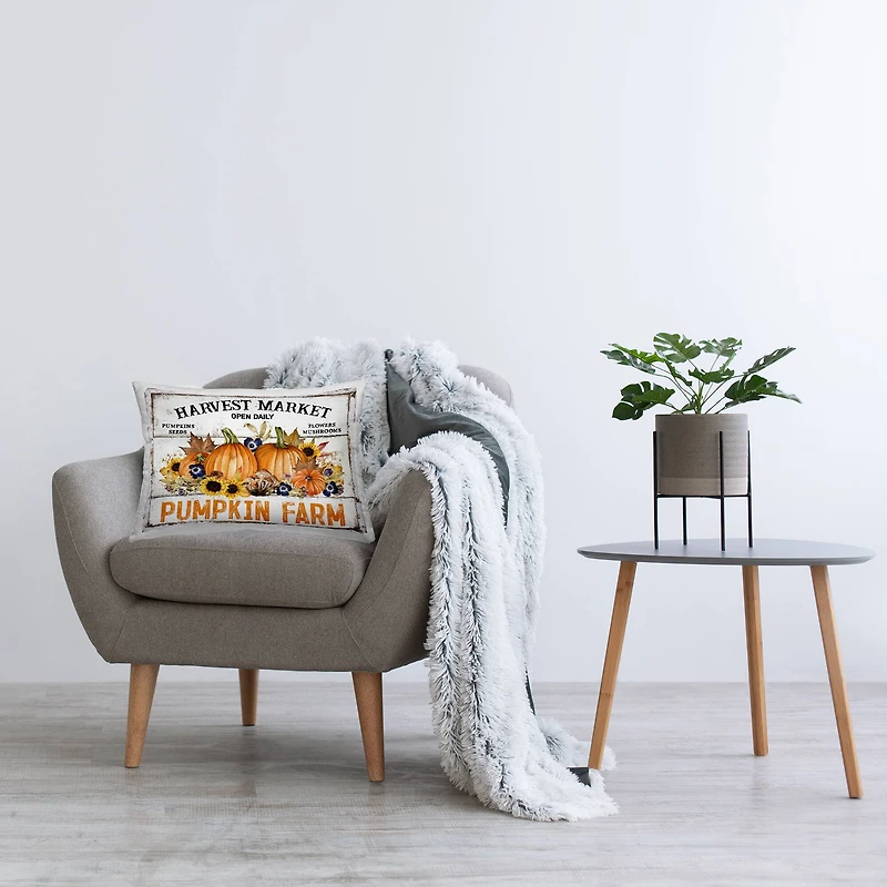 Stupell Industries Pumpkin Farm with Sunflowers Decorative Printed Throw Pillow