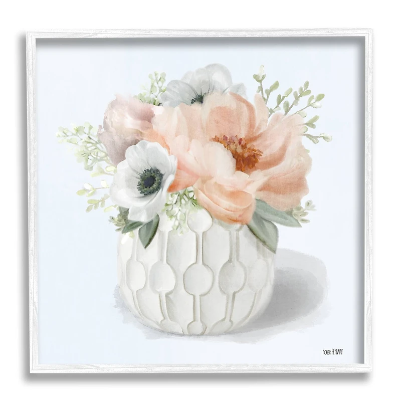 Stupell Industries Country Floral Bouquet White Framed Wall Art
