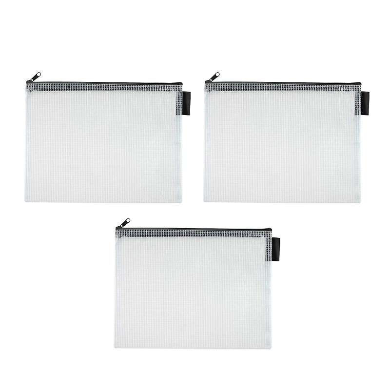 10" Gray Mesh Accessory Zipper Pouches by Simply Tidy®, 3ct.