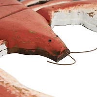 Red & Blue Wood Lobster Handmade Distressed Sculpture Set