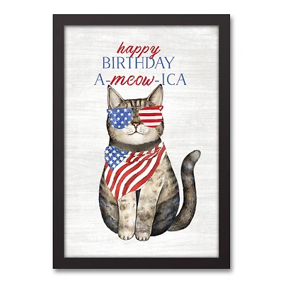 A-Meow-ica Black Framed Canvas