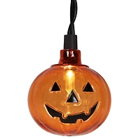 25ct. Jack-o'-Lantern Orange LED Curtain Icicle String Lights
