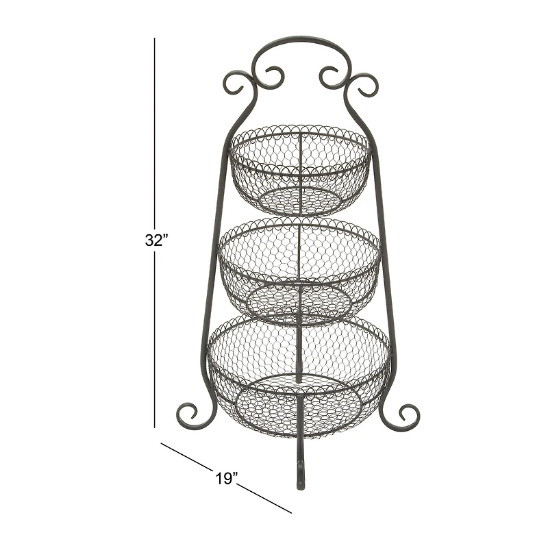 33" Black Iron Farmhouse 3 Tier Tray Stand
